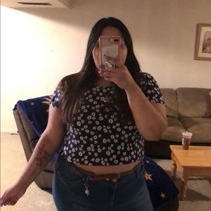 Aero Navy Floral Crop Top